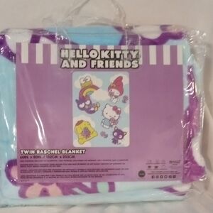 Northwest Hello Kitty and Friends Raschel Blanket - Purple and Blue